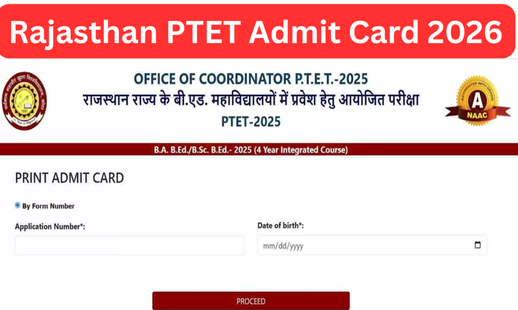 Rajasthan PTET Admit Card 2026