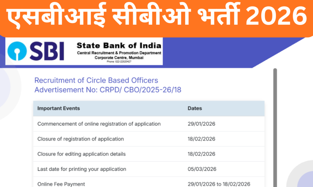 SBI CBO Recruitment 2026